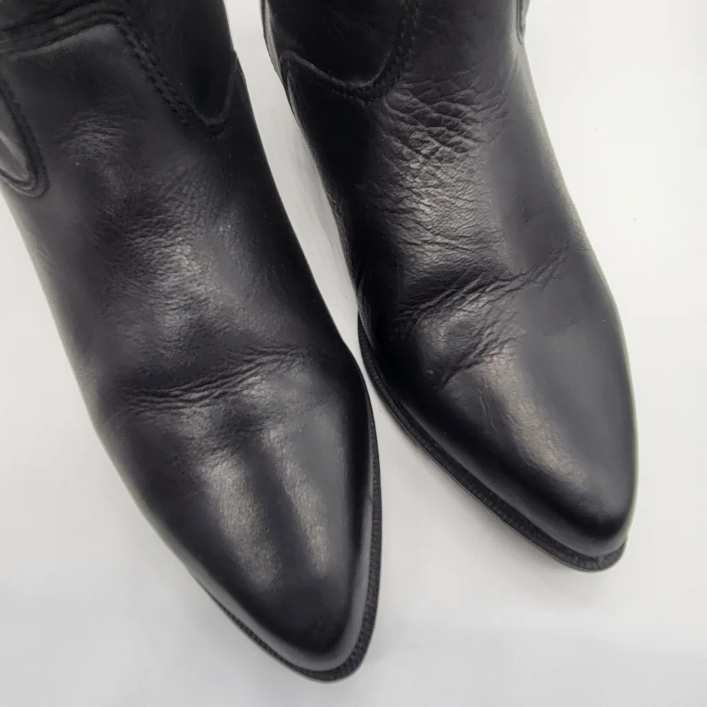 ZODIAC 675 BULLETT 6 M BLACK LEATHER SLOUCHY COWBOY BOOTS LADIES Vintage - Picture 13 of 13